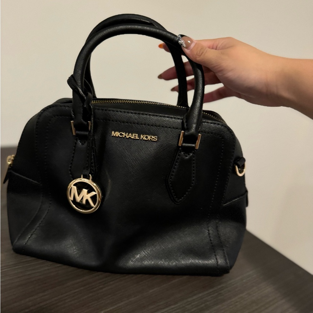 Michael Kors Black Saffiano Leather Ayden Medium Satchel Bag - Picture 2 of 14